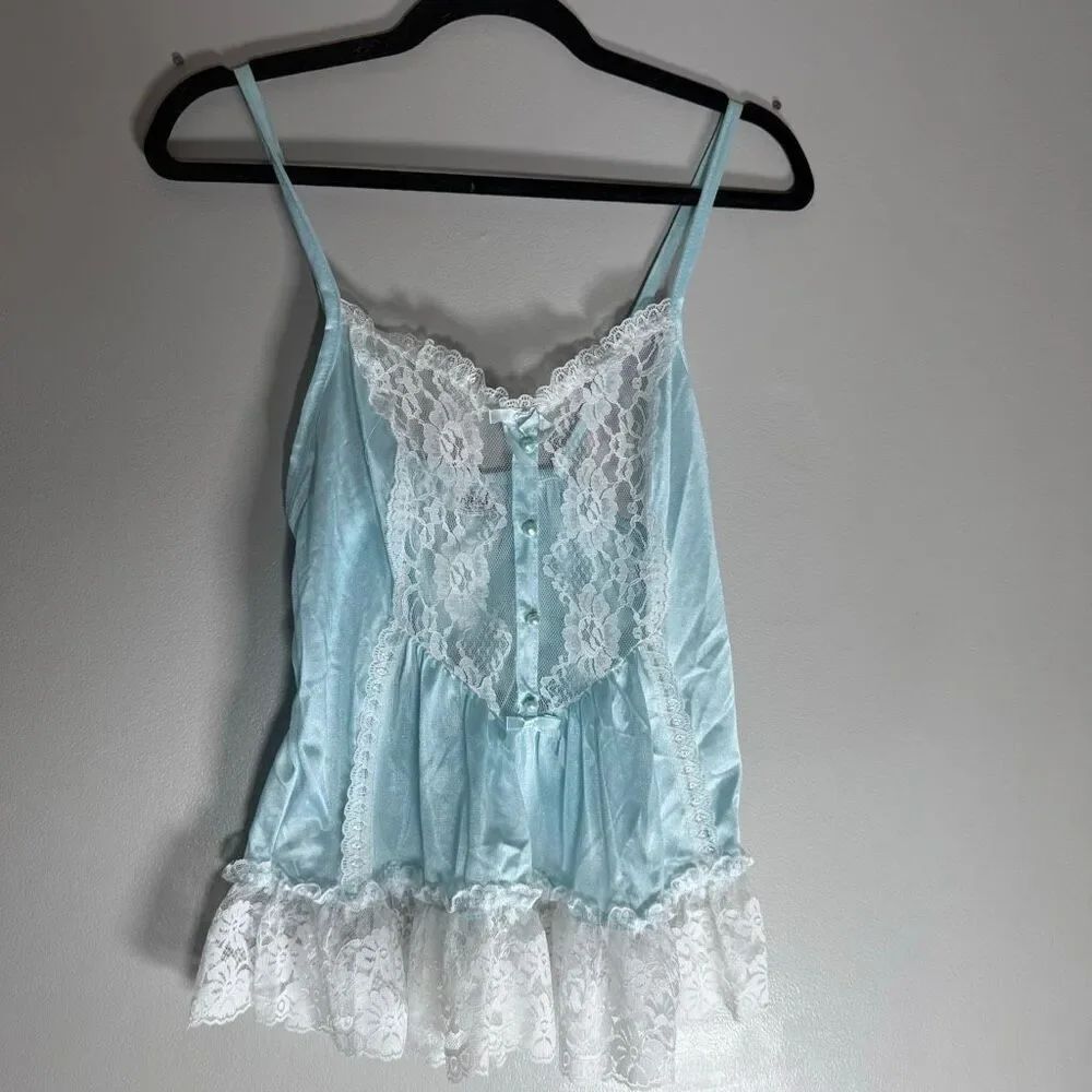Vintage Rikki New York Baby Blue Lace Doll Lingerie Tank Top